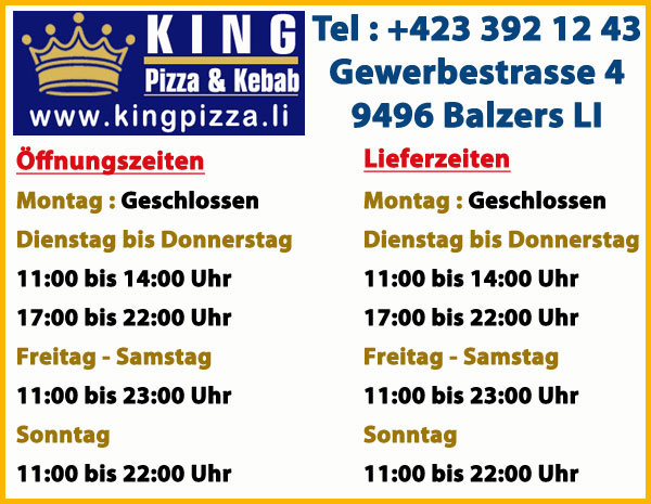 King Pizza Kebab Kurier - 9496 Balzers